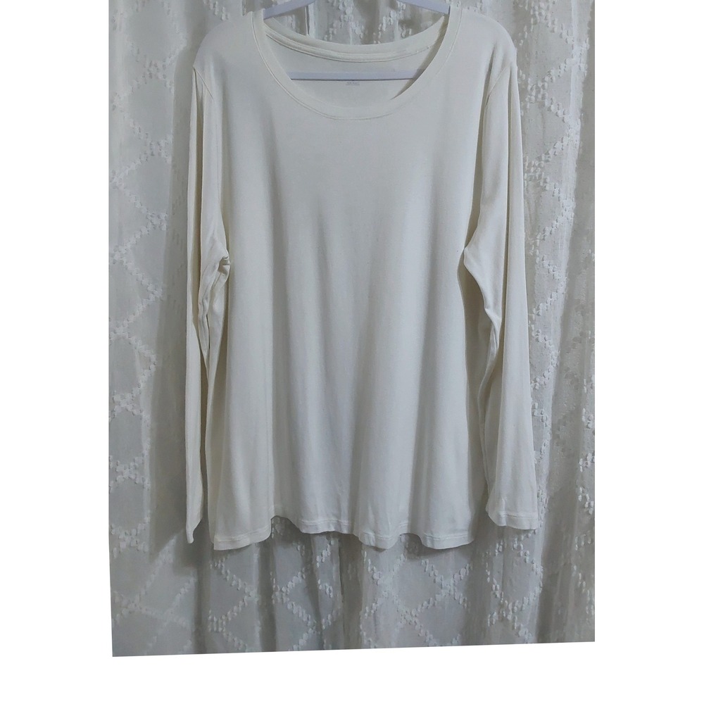 Ava & Viv Womens 2X Cream Long Sleeve Scoop Neck T-Shirt Basic Layering Top
